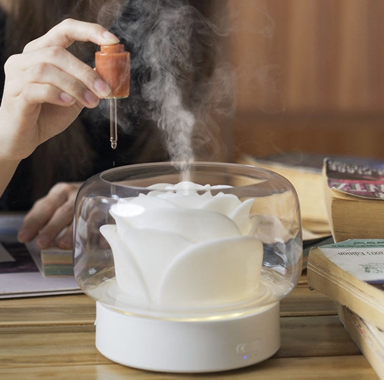 400ml Rose Aromatherapy Diffuser Timing Humidifier with Seven-color Light,CN Plug(Gray)