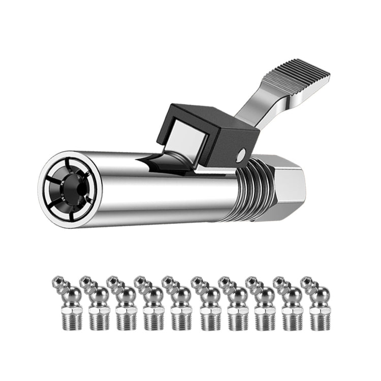 PC002 Lock Clamp Type High Pressure Grease Nozzle, Style: Butter Mouth+10 45 Degrees Heads
