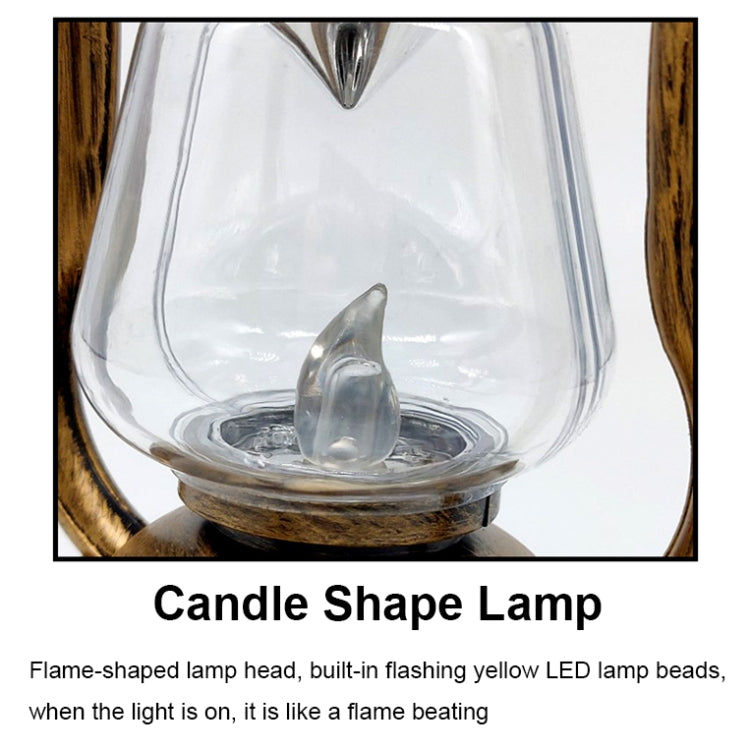 200802 Retro Solar Kerosene Lamp Shape Handheld Lamp Home Decor Flame Lamp(Bronze)
