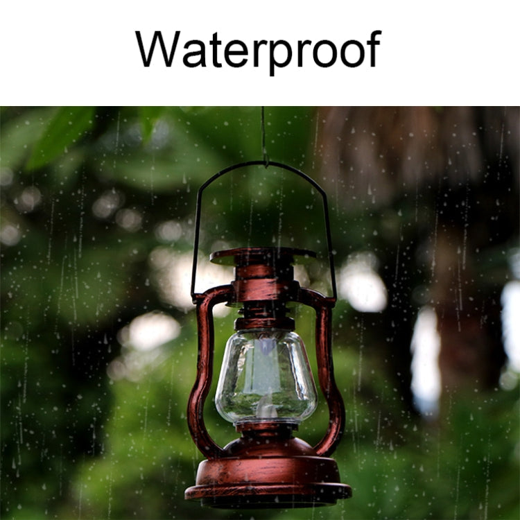 200802 Retro Solar Kerosene Lamp Shape Handheld Lamp Home Decor Flame Lamp(Rusty)