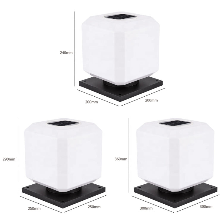 003 Solar Square Outdoor Post Light LED Waterproof Wall Lights, Size: 30cm (White Light)