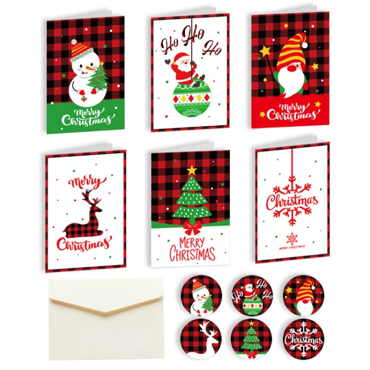 6 Fold Cards + 6 Envelopes + 6 Stickers Christmas Day Greeting Cards(MC8-92)