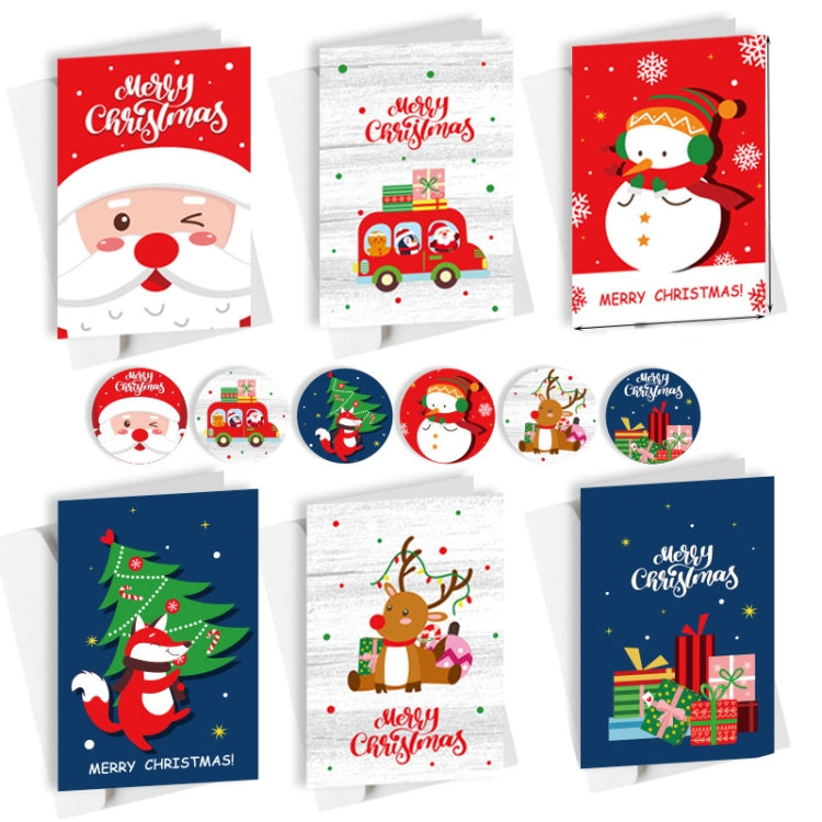6 Fold Cards + 6 Envelopes + 6 Stickers Christmas Day Greeting Cards(MC8-93)