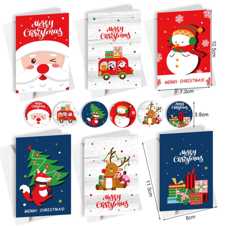 6 Fold Cards + 6 Envelopes + 6 Stickers Christmas Day Greeting Cards(MC8-93)