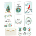 6 Fold Cards + 6 Envelopes + 6 Stickers Christmas Day Greeting Cards(MC8-94)