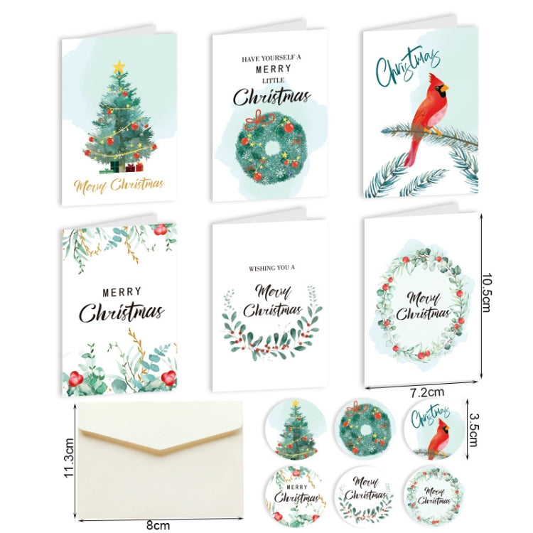 6 Fold Cards + 6 Envelopes + 6 Stickers Christmas Day Greeting Cards(MC8-94)