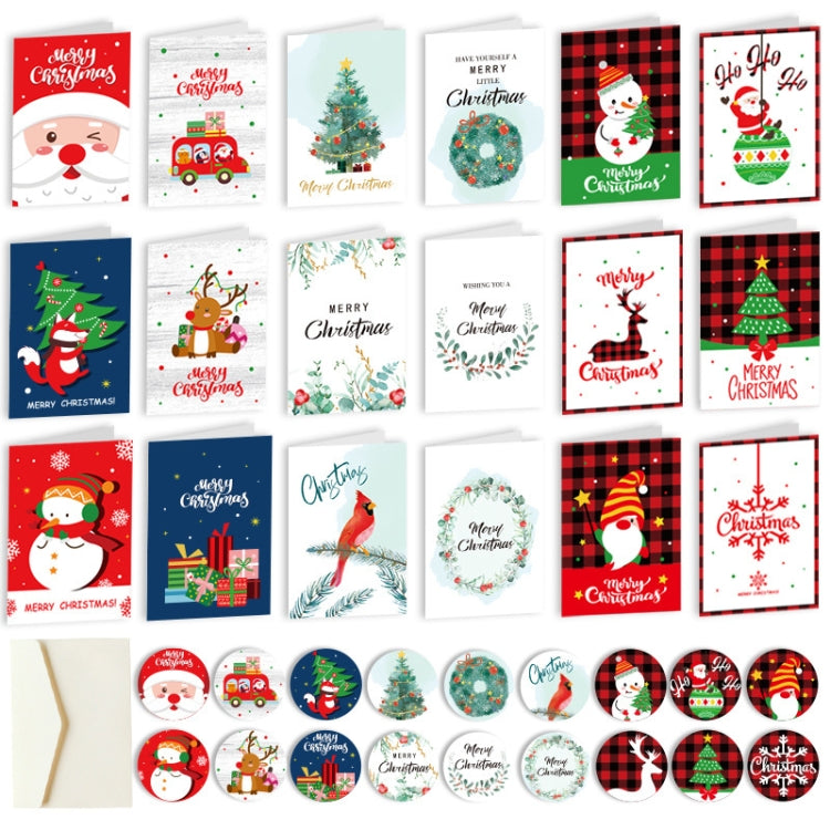 6 Fold Cards + 6 Envelopes + 6 Stickers Christmas Day Greeting Cards(MC8-92)