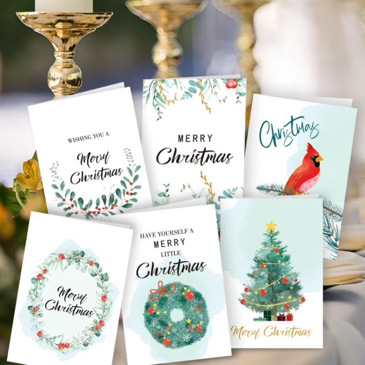 6 Fold Cards + 6 Envelopes + 6 Stickers Christmas Day Greeting Cards(MC8-93)