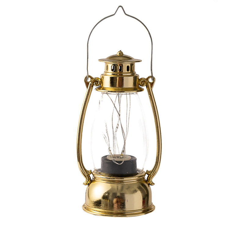 Retro Lantern Table Decoration Christmas Scene Decoration Simulation Oil Lamp(Gold)