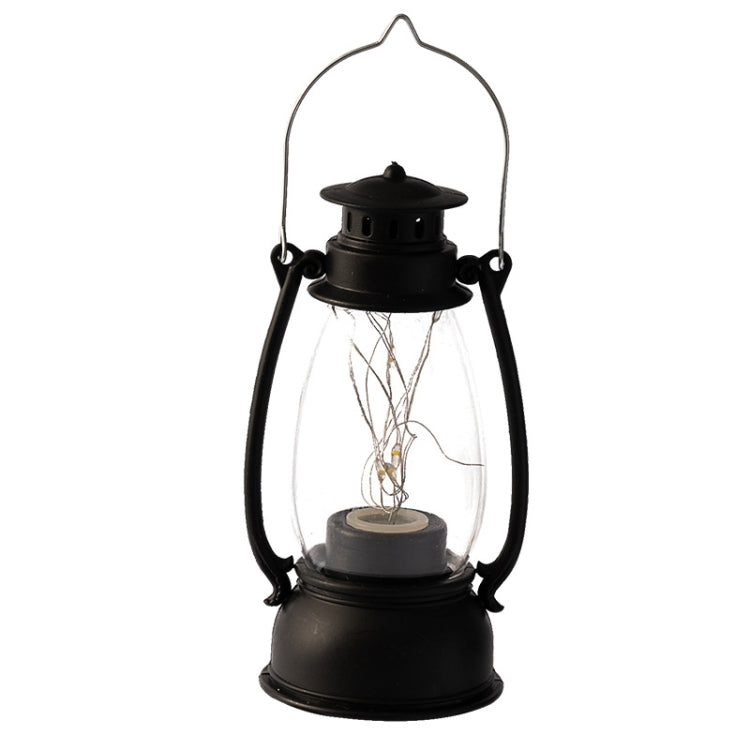Retro Lantern Table Decoration Christmas Scene Decoration Simulation Oil Lamp(Black)