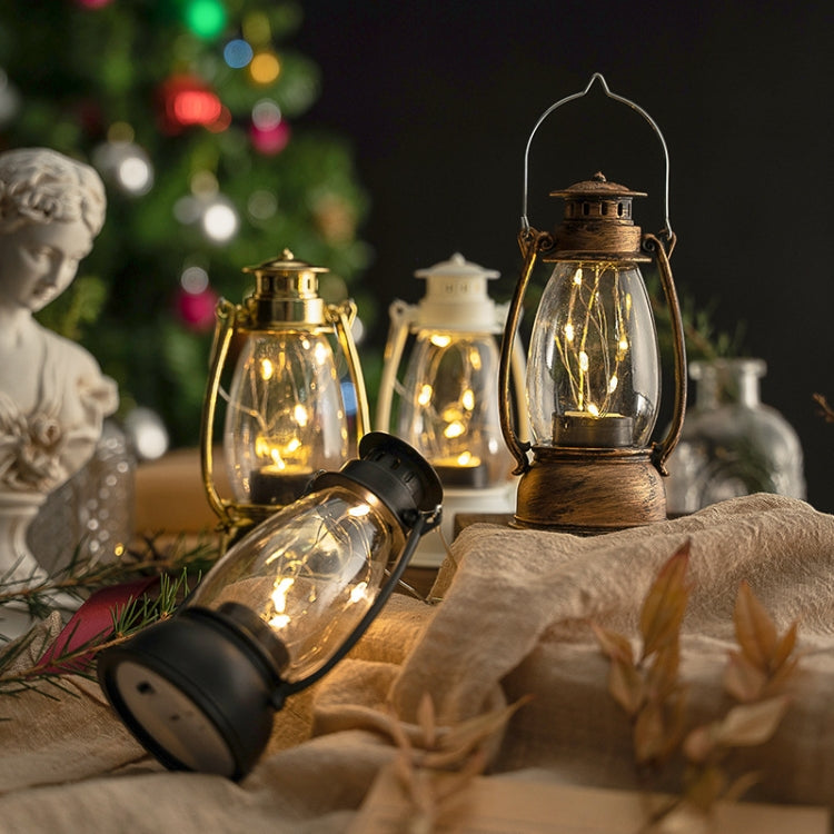 Retro Lantern Table Decoration Christmas Scene Decoration Simulation Oil Lamp(Gold)