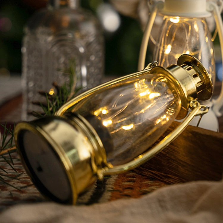 Retro Lantern Table Decoration Christmas Scene Decoration Simulation Oil Lamp(Gold)