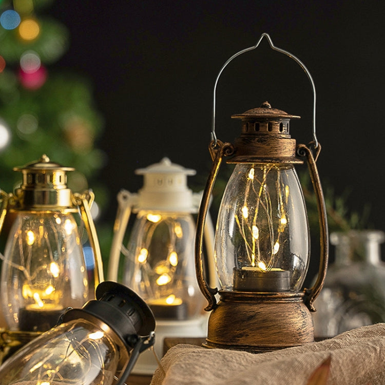 Retro Lantern Table Decoration Christmas Scene Decoration Simulation Oil Lamp(Gold)