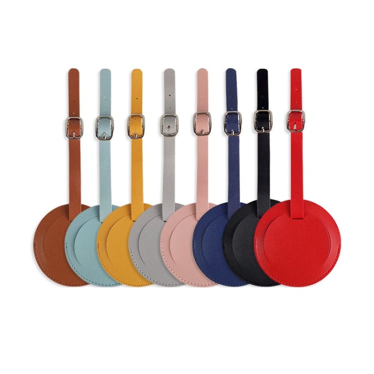 5 PCS Soft-Surface Leather Stitched Round Boarding Pass Luggage Tag(Black)