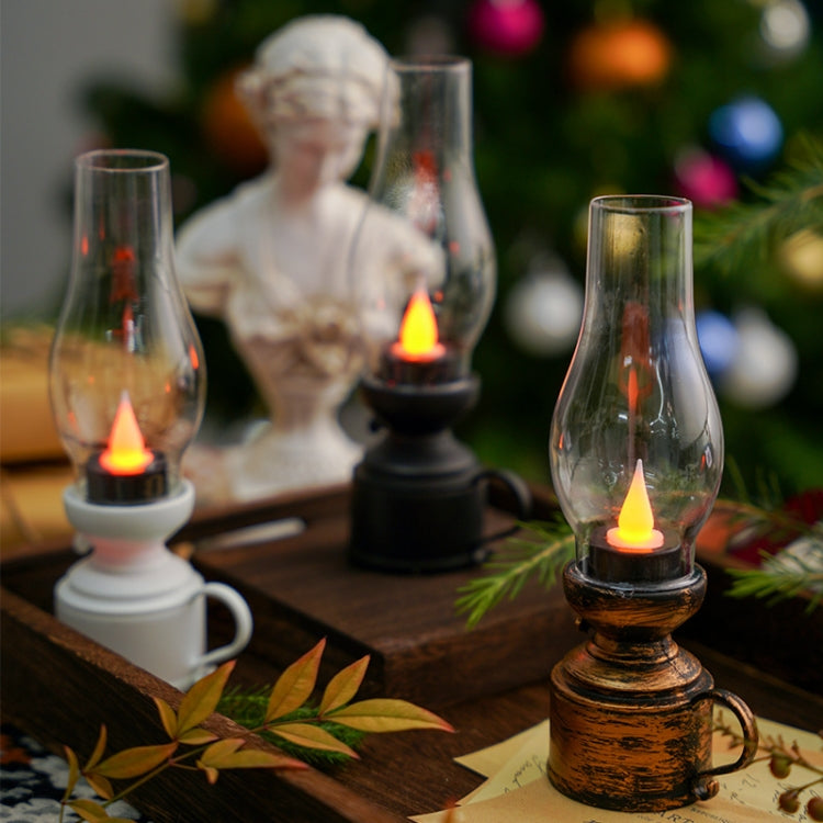 Retro Luminous Kerosene Lamp Christmas Simulation Oil Lamp Decoration, Spec: Water-drop (Bronze)
