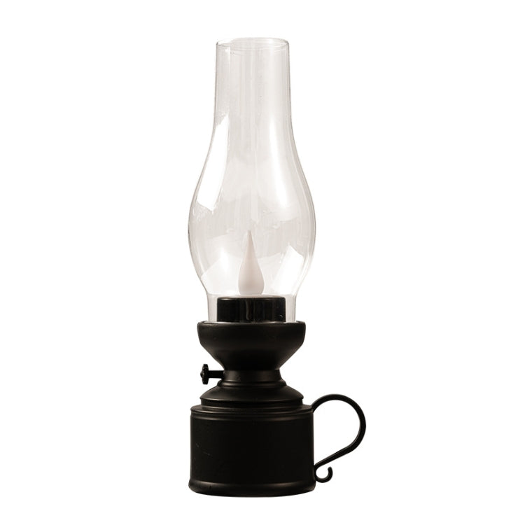 Retro Luminous Kerosene Lamp Christmas Simulation Oil Lamp Decoration, Spec: Water-drop (Black)