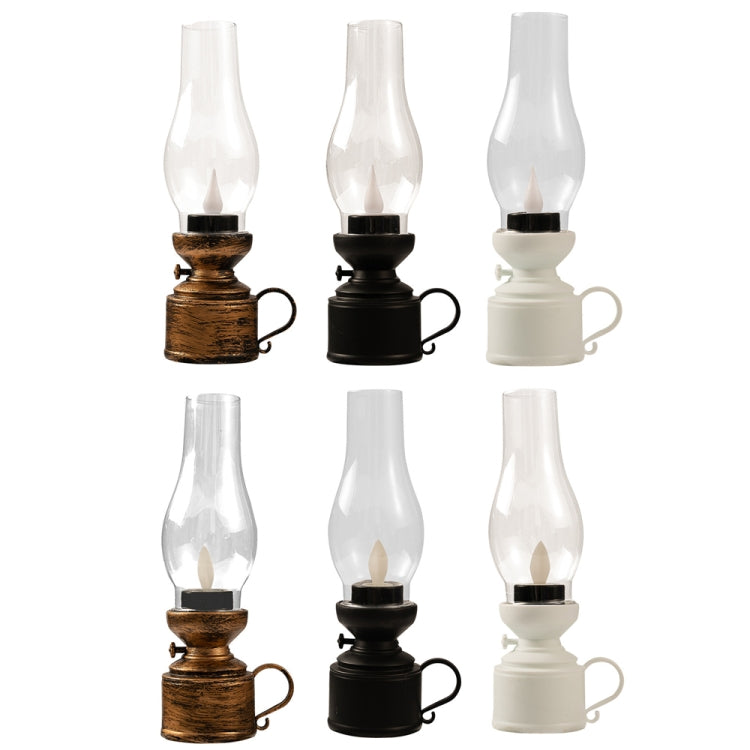 Retro Luminous Kerosene Lamp Christmas Simulation Oil Lamp Decoration, Spec: Water-drop (Black)