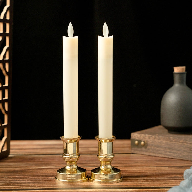 2 PCS Simulation Long-rod Electronic Candle Lamp Swing Wick LED Temple Lamp(Ivory White)