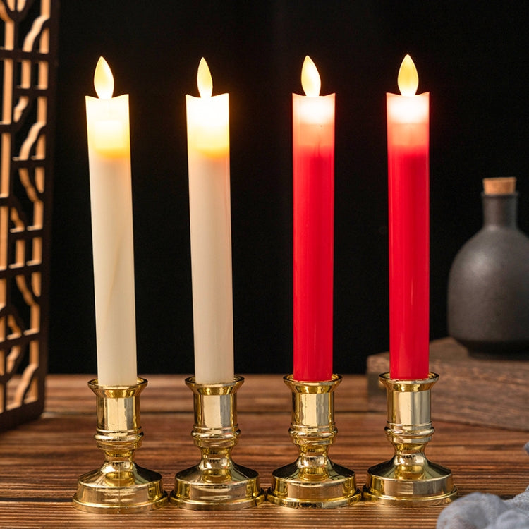 2 PCS Simulation Long-rod Electronic Candle Lamp Swing Wick LED Temple Lamp(Ivory White)