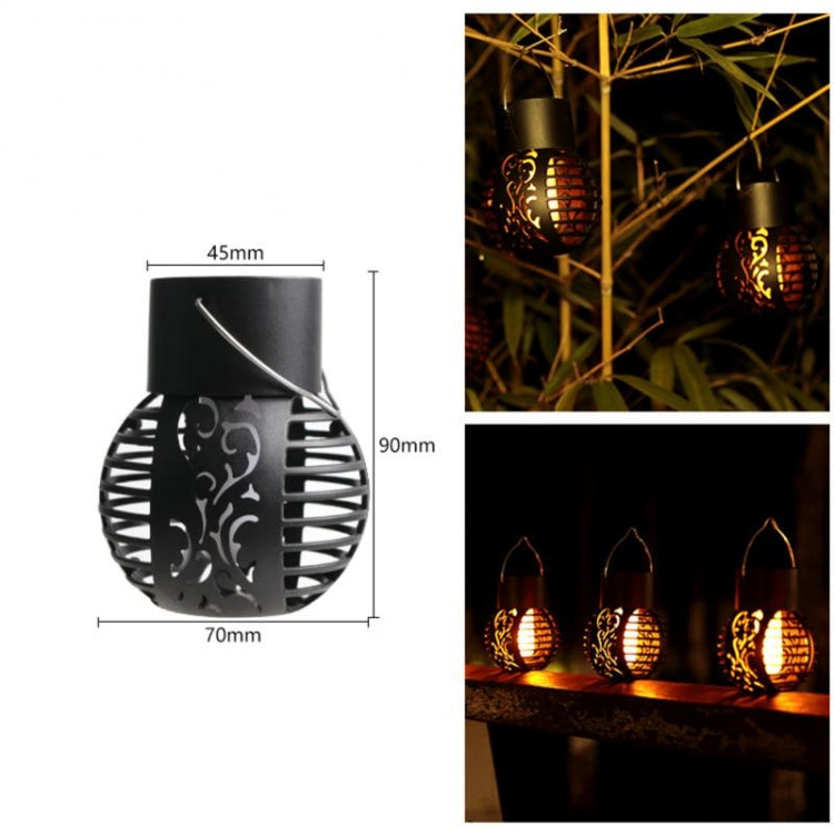 2 PCS Solar Simulation Flame Hollow Ball Hanging Lights Balcony Decorative Lights(Black)