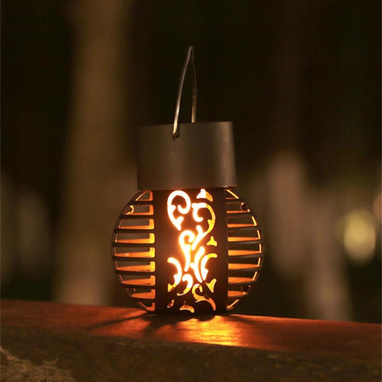2 PCS Solar Simulation Flame Hollow Ball Hanging Lights Balcony Decorative Lights(Black)