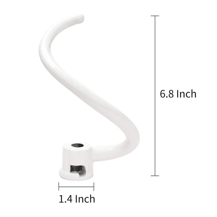For KitchenAid 6QT Stand Lifting Mixer Bowl Spiral Coating Metal Dough Hook(White)