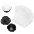 ICafilas Coffee Capsule Shell For Nespresso Vertuo Plus ENV 135/Vertuo ENV 150/BNV450WHT1BUC1, Color: 3 Black Cups+60 Aluminum Foil
