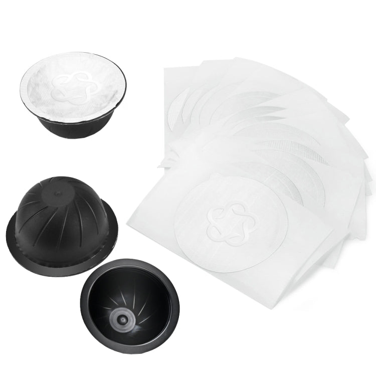 ICafilas Coffee Capsule Shell For Nespresso Vertuo Plus ENV 135/Vertuo ENV 150/BNV450WHT1BUC1, Color: 3 Black Cups+60 Aluminum Foil