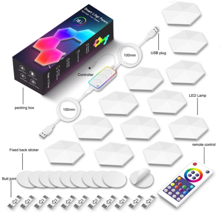 12pcs / Set Gaming Ambient Light Smart Chiclet Backdrop Quantum Wall Light, Versions: Bluetooth