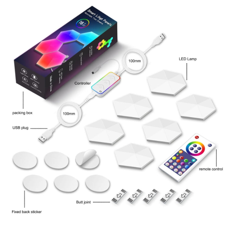 Gaming Ambient Light Smart Chiclet Backdrop Quantum Wall Light, Versions: WIFI(6 PCS/Set)