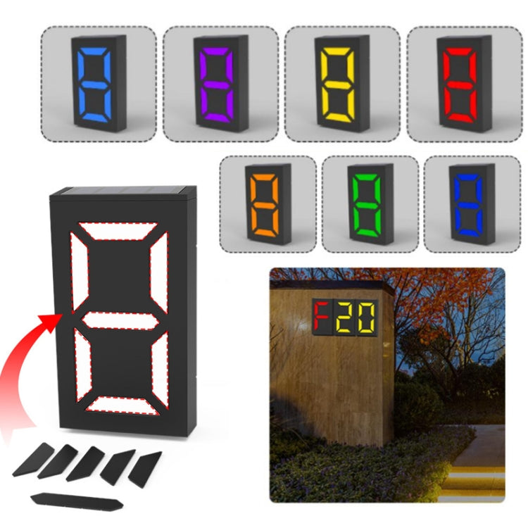 N766B  DIY Solar Number Doorplate Lamp Outdoor Waterproof Wall Lights(Colorful Light Model)