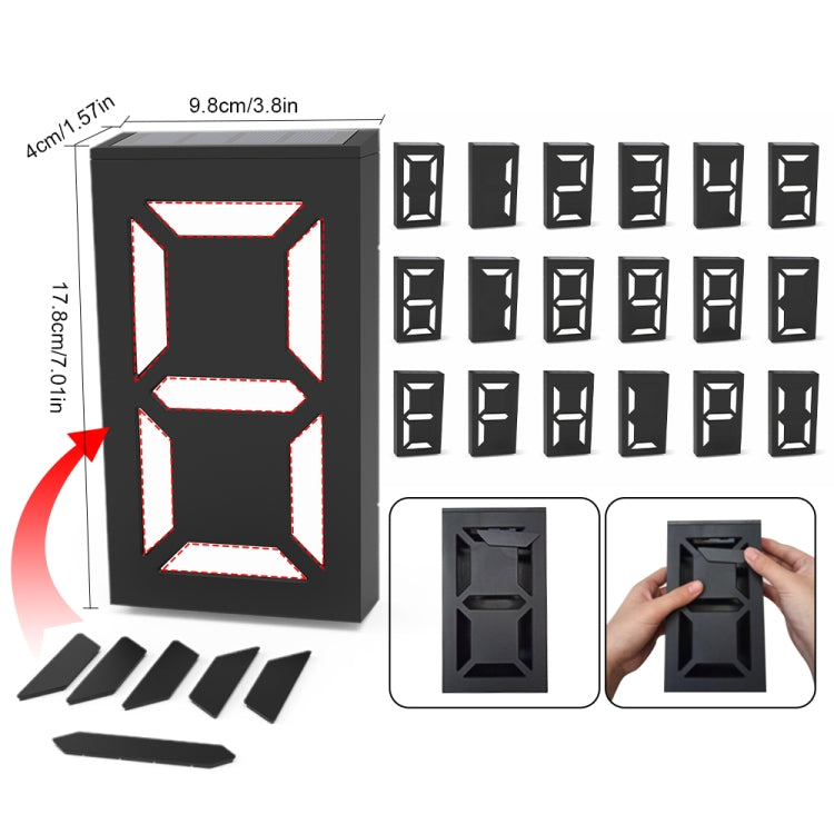 N766B  DIY Solar Number Doorplate Lamp Outdoor Waterproof Wall Lights(White Light/Warm Light)