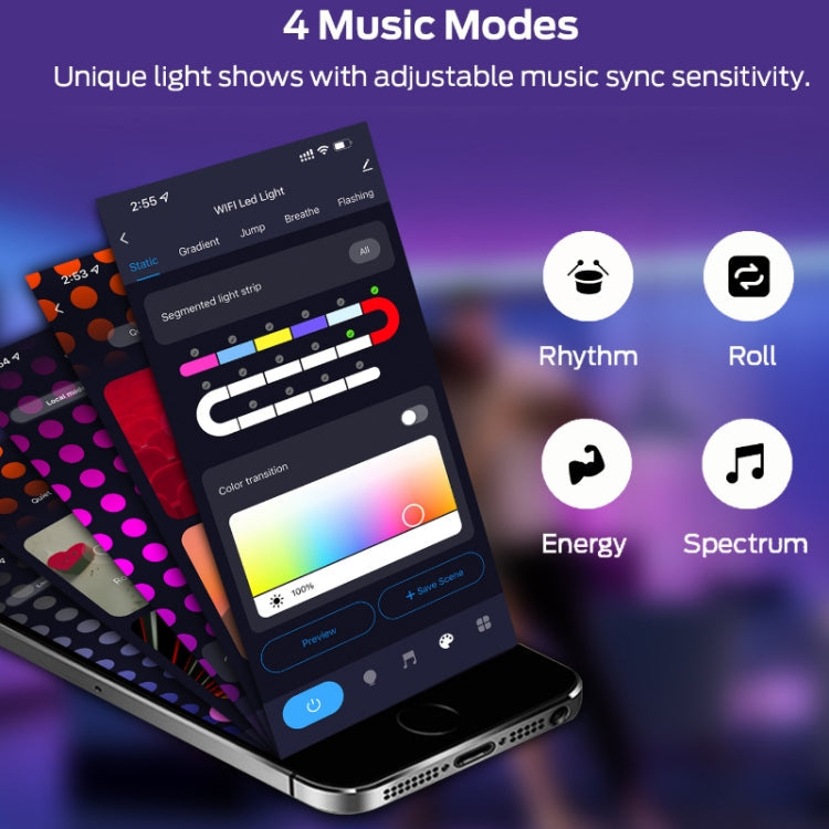 3m USB Illusion Music Neon 16 Million Color DIY Light Strip, Specification: Graffiti WiFi