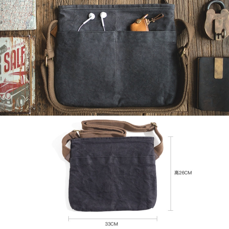 Maden S1901202 Retro Minimalist Oil Wax Canvas Bag Shoulder bag(Dark Gray)