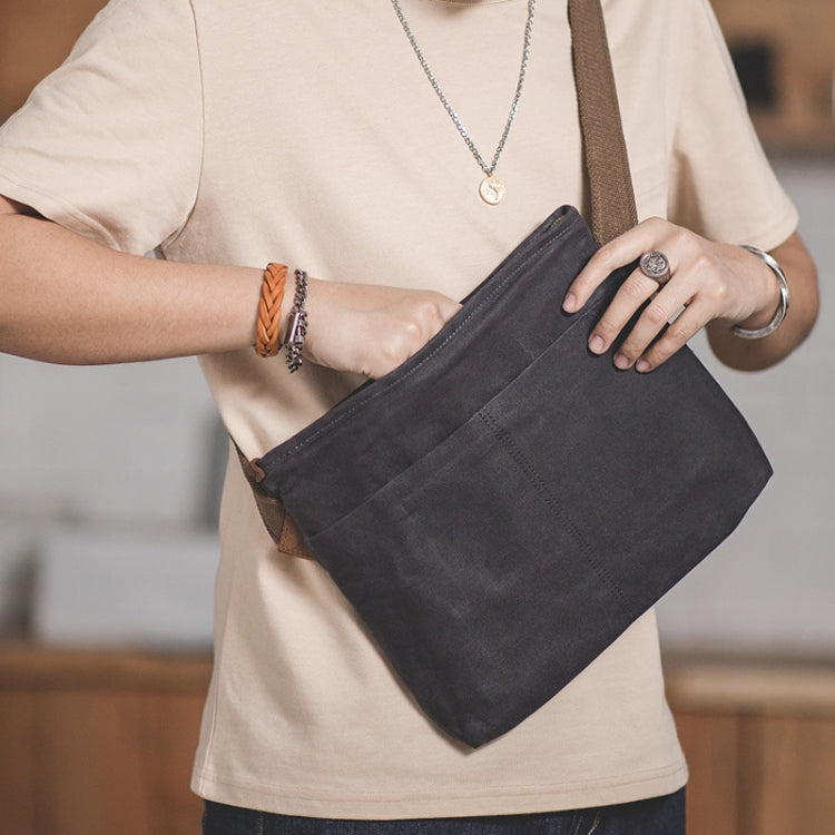 Maden S1901202 Retro Minimalist Oil Wax Canvas Bag Shoulder bag(Dark Gray)