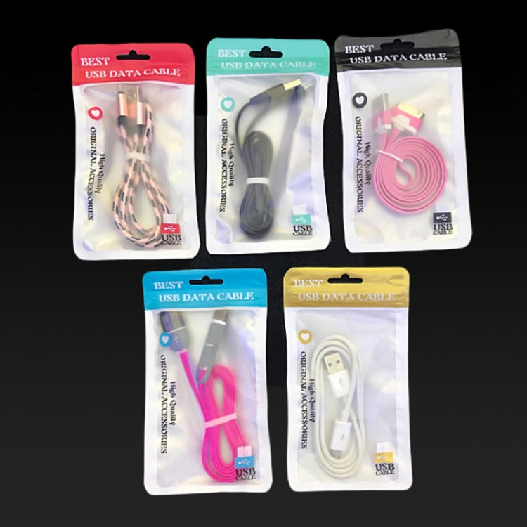 100PCS XC-0014 USB Data Cable Packaging Bags Pearl Light Ziplock Bag, Size: 11x18cm (Black)