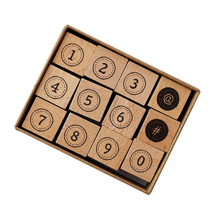 Vintage Beech Combination Seal Set Wooden Handbook Seal Set(Number Games)