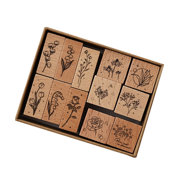 Vintage Beech Combination Seal Set Wooden Handbook Seal Set(Hua Town Story)