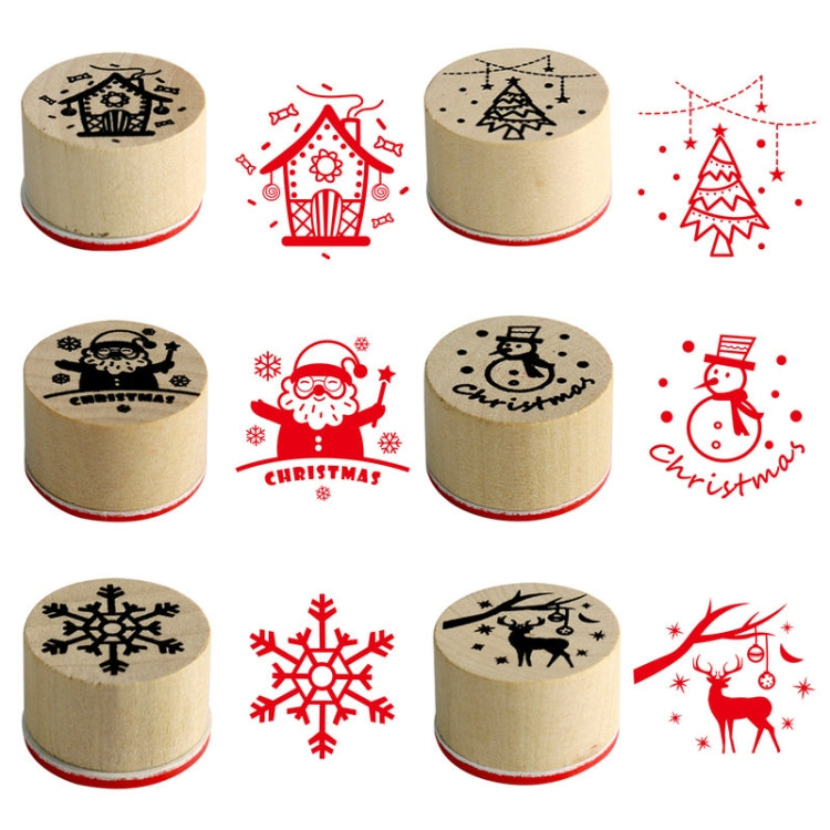 6PCS/Set Christmas Snowflake Deer Wooden DIY Stamp Set