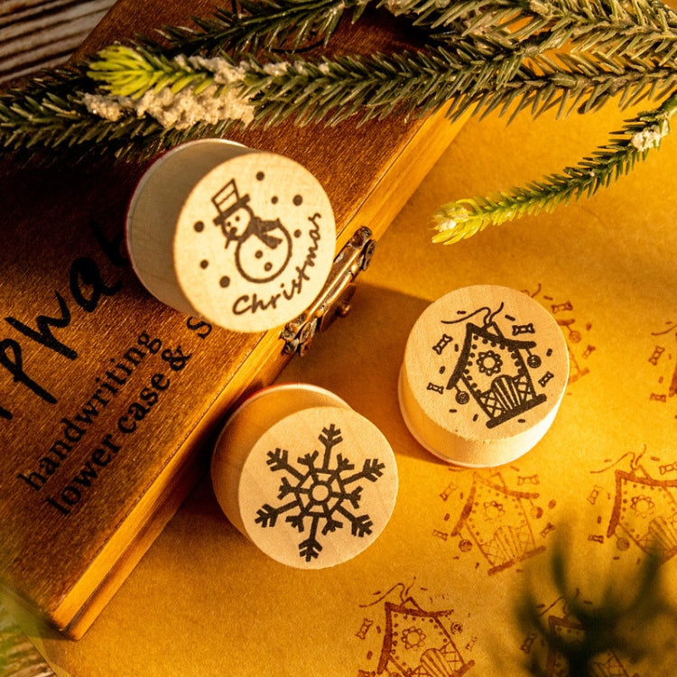 6PCS/Set Christmas Snowflake Deer Wooden DIY Stamp Set