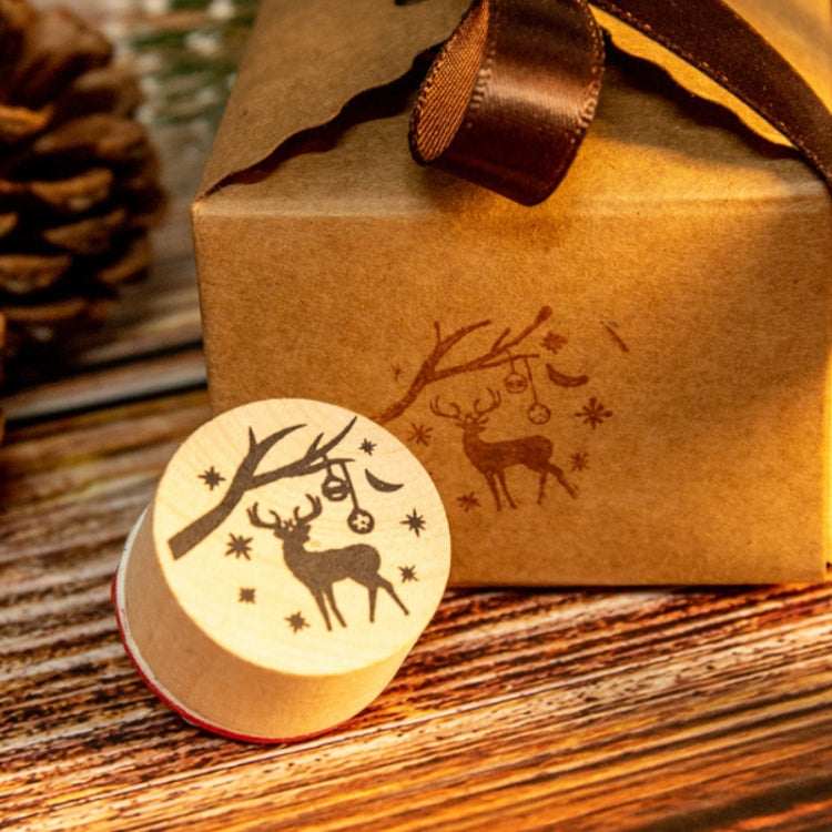 6PCS/Set Christmas Snowflake Deer Wooden DIY Stamp Set
