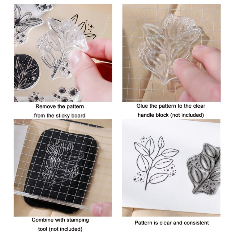5 PCS Vintage Botanical Arrangement Handbook Clear Silicone Stamp(Cotton)