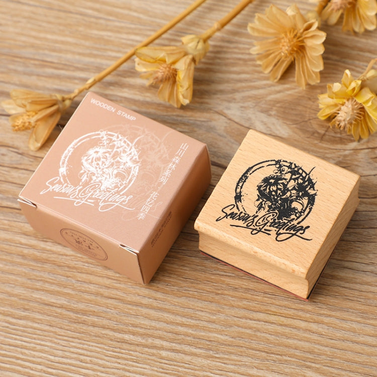 5 PCS DIY Vintage Nature Landscape Handbook Wooden Stamp(Floral Seasons)