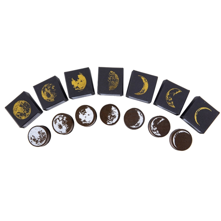 Moon Phase Series Handbook Decoration DIY Wooden Stamp(Ebon moon)
