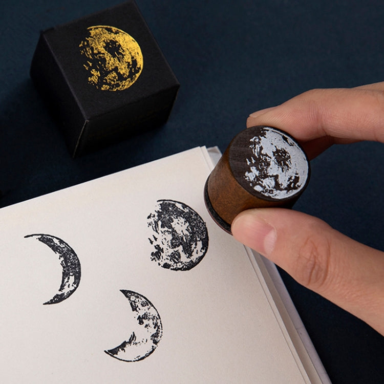 Moon Phase Series Handbook Decoration DIY Wooden Stamp(String Moon)