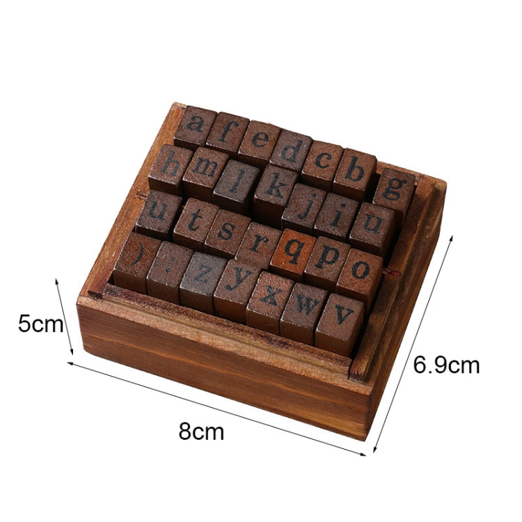 E13 28PCS/Set Vintage Wooden Alphabet and Number Diary Handbook DIY Stamps(Regular Lowercase)
