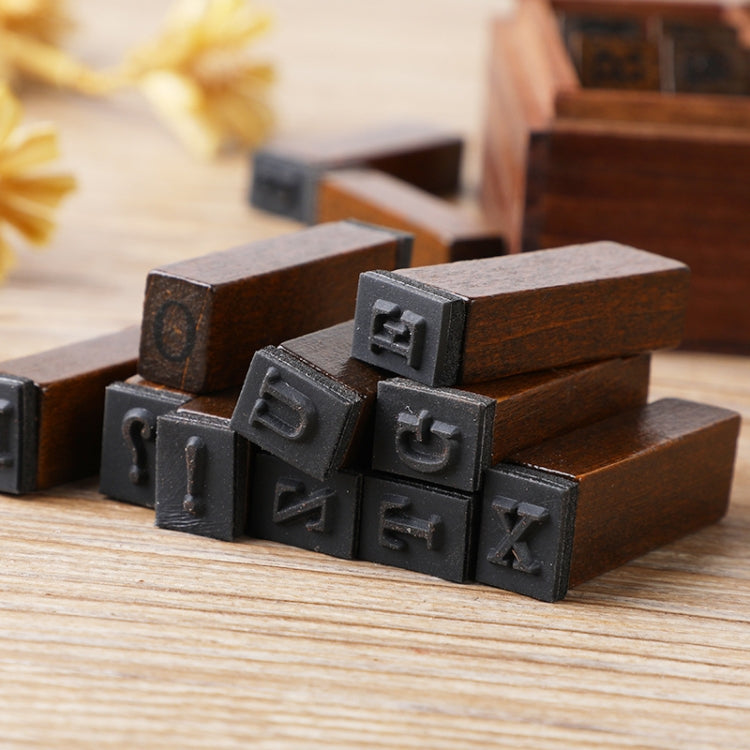 E13 28PCS/Set Vintage Wooden Alphabet and Number Diary Handbook DIY Stamps(Regular Capital)