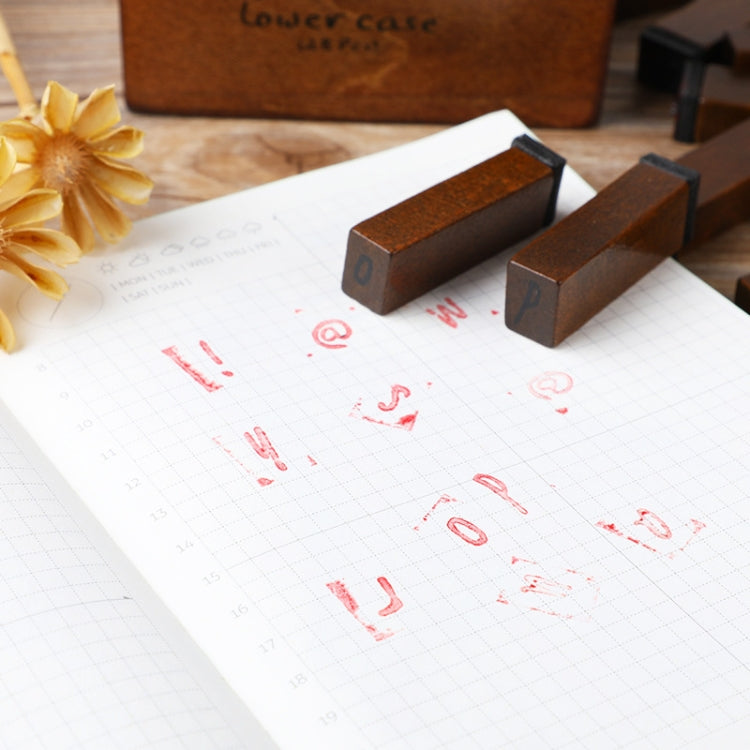 E13 28PCS/Set Vintage Wooden Alphabet and Number Diary Handbook DIY Stamps(Regular Capital)
