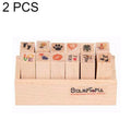 2 Sets D25 12PCS/Set Wooden Cartoon Handbook Decoration Stamps(B)