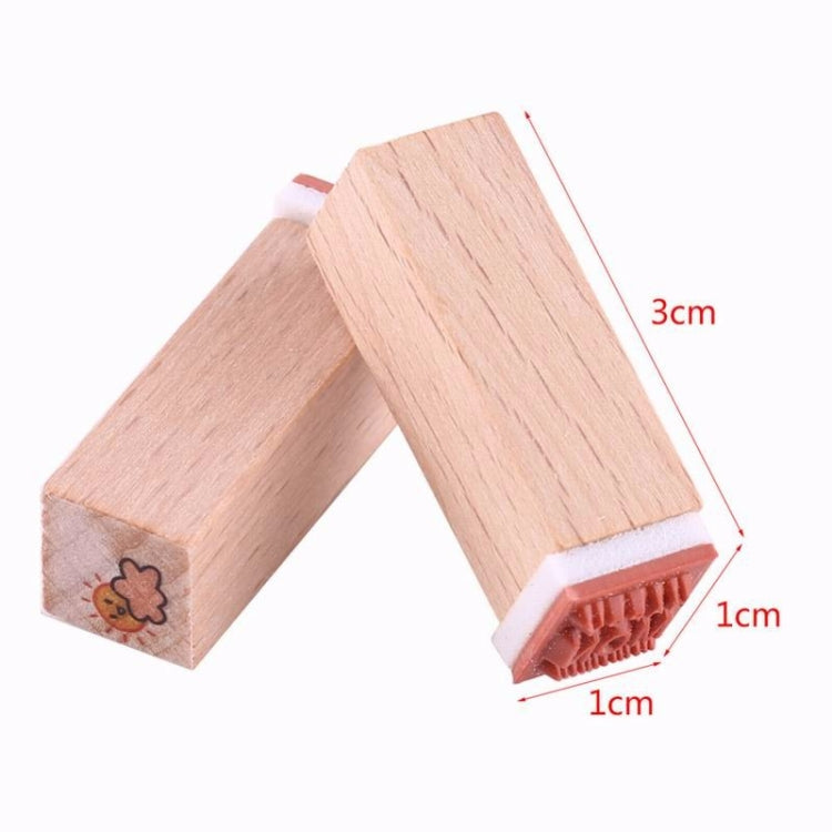 2 Sets D25 12PCS/Set Wooden Cartoon Handbook Decoration Stamps(D)
